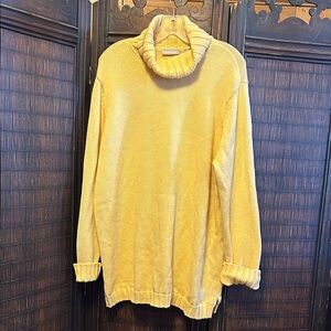 Nordstrom Women’s Golden Yellow 100% Cotton Oversized Turtleneck Sweater Size XL